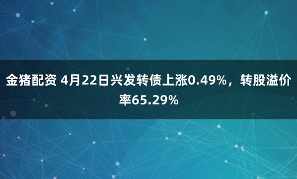 金猪配资 4月22日兴发转债上涨0.49%，转股溢价率65.29%
