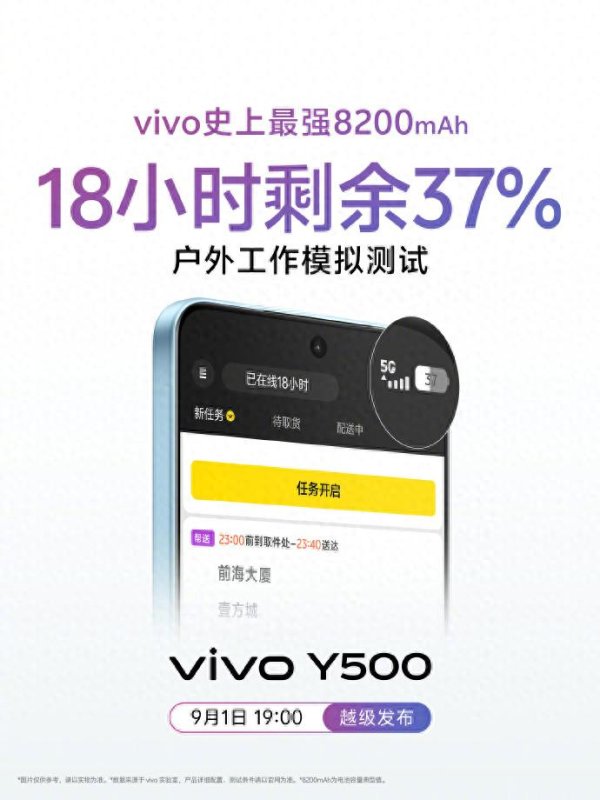 我要配资 vivo Y500官宣9月1日发布: 8200mAh电池让电量焦虑成为过去式!